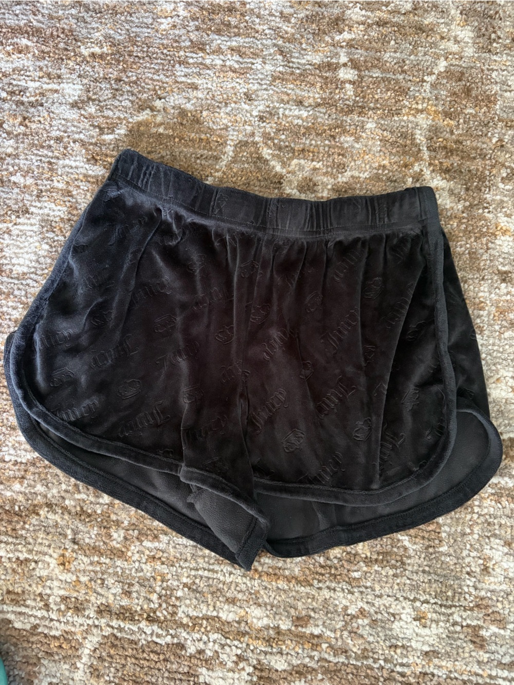 Juicy Couture Black Velvet shorts with Logo Tag